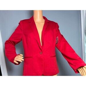 The Limited Red Blazer Jacket NWT Women Medium M Polka Dot Lining Career Holiday